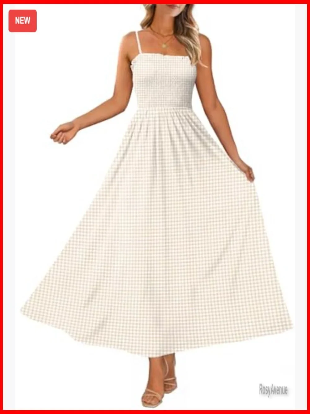 Spaghetti Strap Maxi Dress Smocked with Pockets Casual Boho Beach - Picture 2 of 7